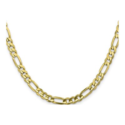 10K Yellow Gold 5.5mm Concave Open Figaro Chain – view 2