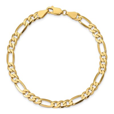 10K Yellow Gold 5.5mm Concave Open Figaro Chain Bracelet – view 3