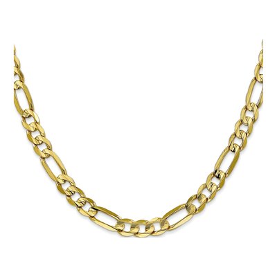 10K Yellow Gold 6mm Concave Open Figaro Chain – view 2