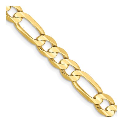10K Yellow Gold 6mm Concave Open Figaro Chain