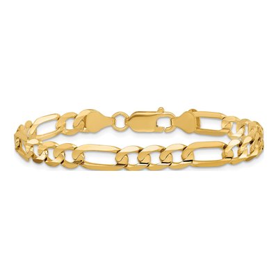 10K Yellow Gold 6mm Concave Open Figaro Chain Bracelet – view 3