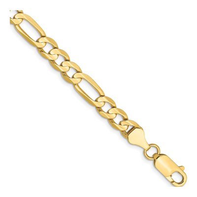 10K Yellow Gold 6mm Concave Open Figaro Chain Bracelet