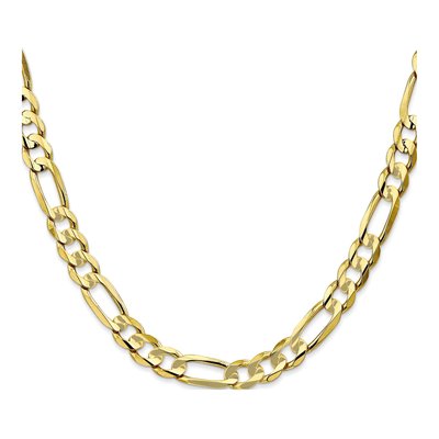 10K Yellow Gold 6.75mm Concave Open Figaro Chain – view 3