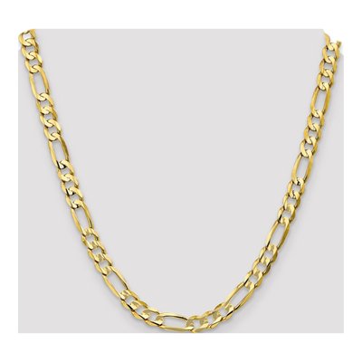 10K Yellow Gold 6.75mm Concave Open Figaro Chain – view 5