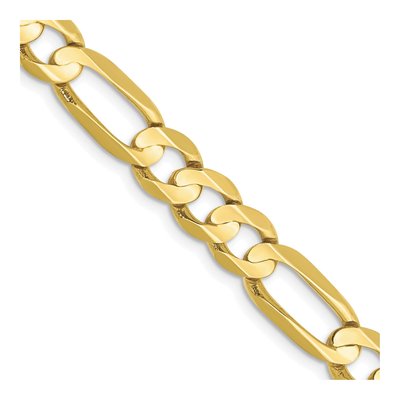 10K Yellow Gold 6.75mm Concave Open Figaro Chain