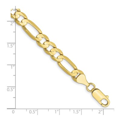 10K Yellow Gold 6.75mm Open Concave Figaro Chain Bracelet – view 2