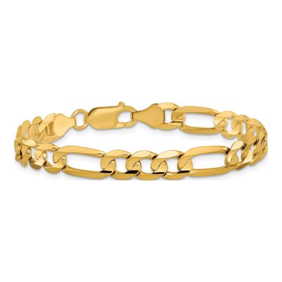 10K Yellow Gold 6.75mm Open Concave Figaro Chain Bracelet – view 3