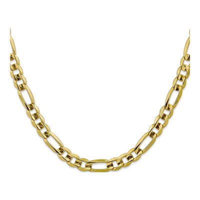 10K Yellow Gold 7.5mm Concave Open Figaro Chain – view 2