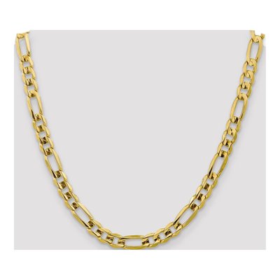 10K Yellow Gold 7.5mm Concave Open Figaro Chain – view 4