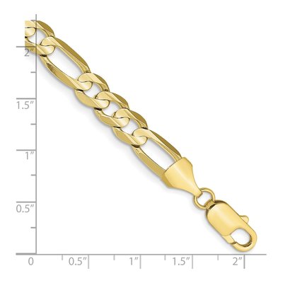10K Yellow Gold 7.5mm Concave Open Figaro Chain Bracelet – view 2