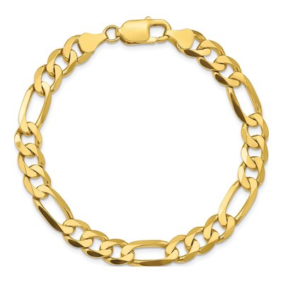 10K Yellow Gold 7.5mm Concave Open Figaro Chain Bracelet – view 4