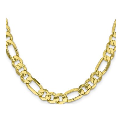10K Yellow Gold 8.75mm Concave Open Figaro Chain – view 2