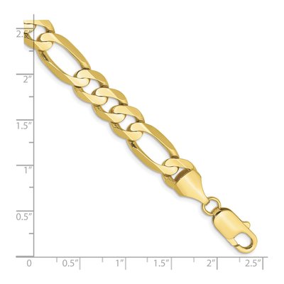 10K Yellow Gold 8.75mm Concave Open Figaro Chain Bracelet – view 2