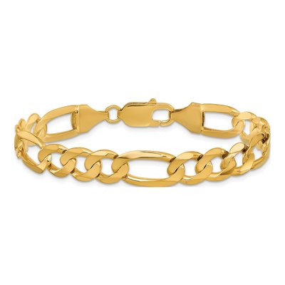 10K Yellow Gold 8.75mm Concave Open Figaro Chain Bracelet – view 3