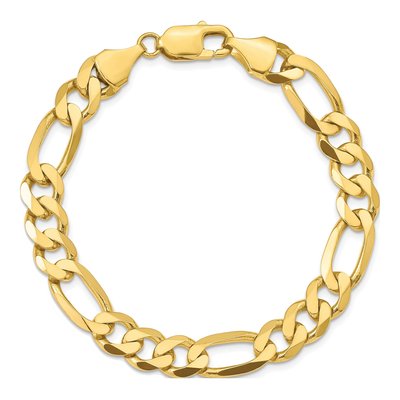 10K Yellow Gold 8.75mm Concave Open Figaro Chain Bracelet – view 4