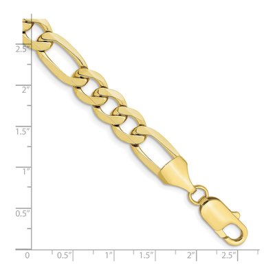 10K Yellow Gold 10mm Concave Open Figaro Chain Bracelet – view 2