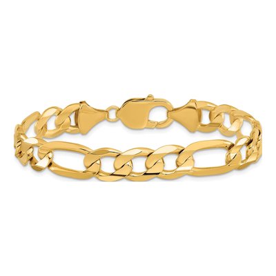 10K Yellow Gold 10mm Concave Open Figaro Chain Bracelet – view 3