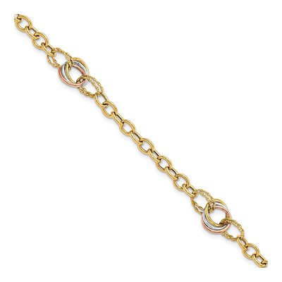 10K Tri-Color Gold Fancy Link Bracelet