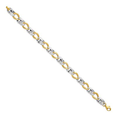 10K Two-Tone Gold 7mm Hollow Diamond-Cut Link Chain Bracelet – view 2