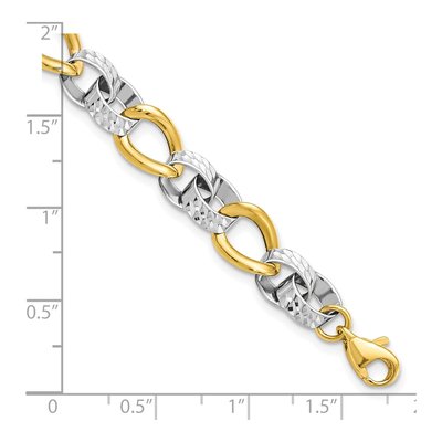 10K Two-Tone Gold 7mm Hollow Diamond-Cut Link Chain Bracelet – view 4