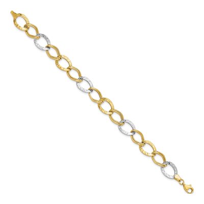 10K Two-Tone Gold 10mm Hollow Link Chain Bracelet – view 2