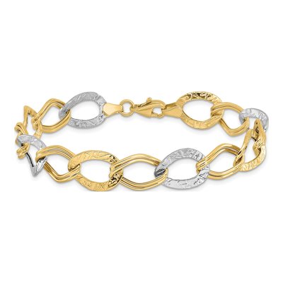 10K Two-Tone Gold 10mm Hollow Link Chain Bracelet – view 3