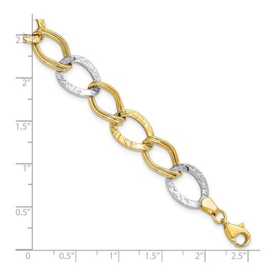 10K Two-Tone Gold 10mm Hollow Link Chain Bracelet – view 4