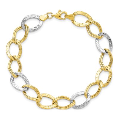 10K Two-Tone Gold 10mm Hollow Link Chain Bracelet – view 5