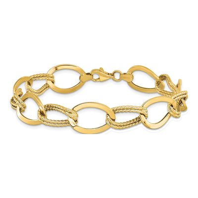 10K Yellow Gold 12mm Hollow Link Chain Bracelet – view 3