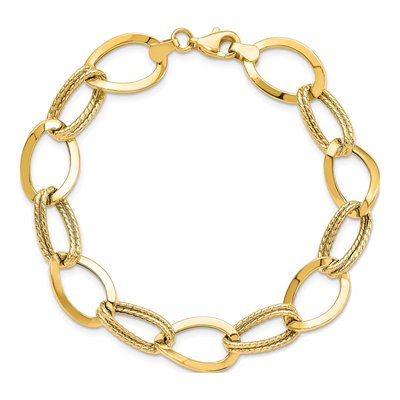 10K Yellow Gold 12mm Hollow Link Chain Bracelet – view 5
