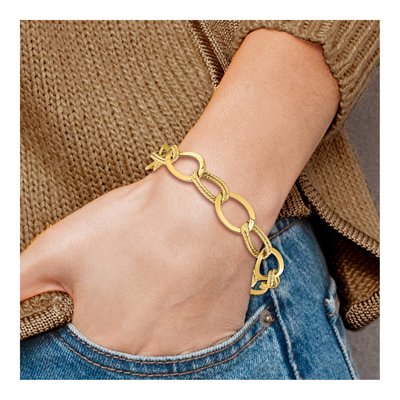 10K Yellow Gold 12mm Hollow Link Chain Bracelet – view 6