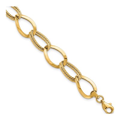 10K Yellow Gold 12mm Hollow Link Chain Bracelet