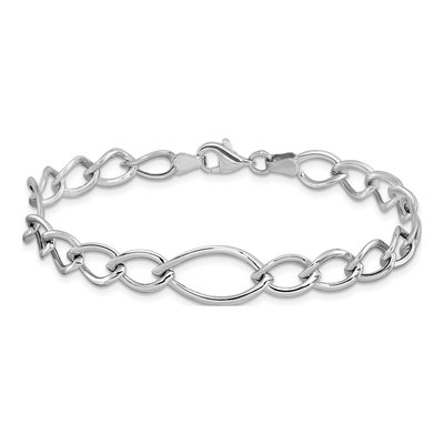10K White Gold 9mm Hollow Link Chain Bracelet – view 3