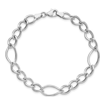 10K White Gold 9mm Hollow Link Chain Bracelet – view 5