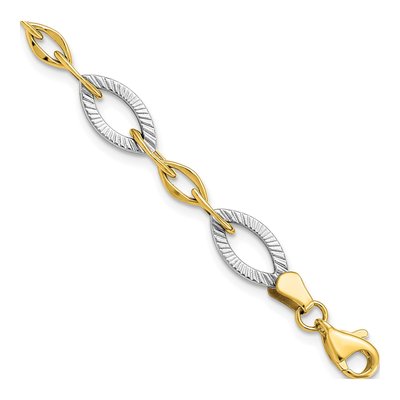 10K Two-Tone Gold 8mm Hollow Link Chain Bracelet