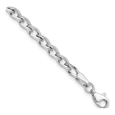 10K White Gold 4mm Hollow Link Chain Bracelet