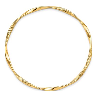 10K Yellow Gold Twisted Bangle Bracelet – view 3