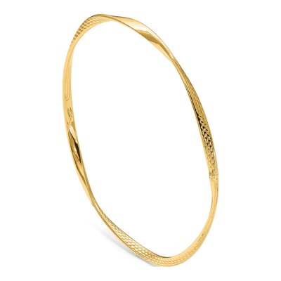 10K Yellow Gold Twisted Bangle Bracelet – view 6