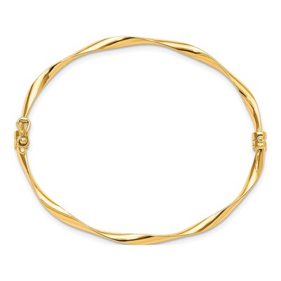 10K Yellow Gold Hinged Bangle Bracelet – view 3