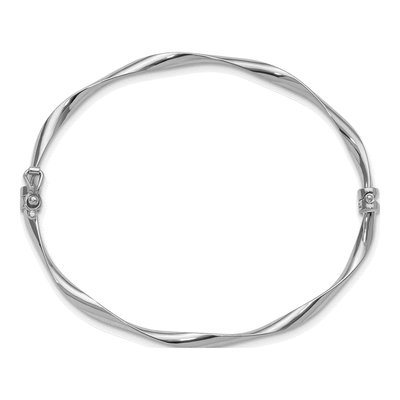 10K White Gold Hinged Bangle Bracelet – view 3