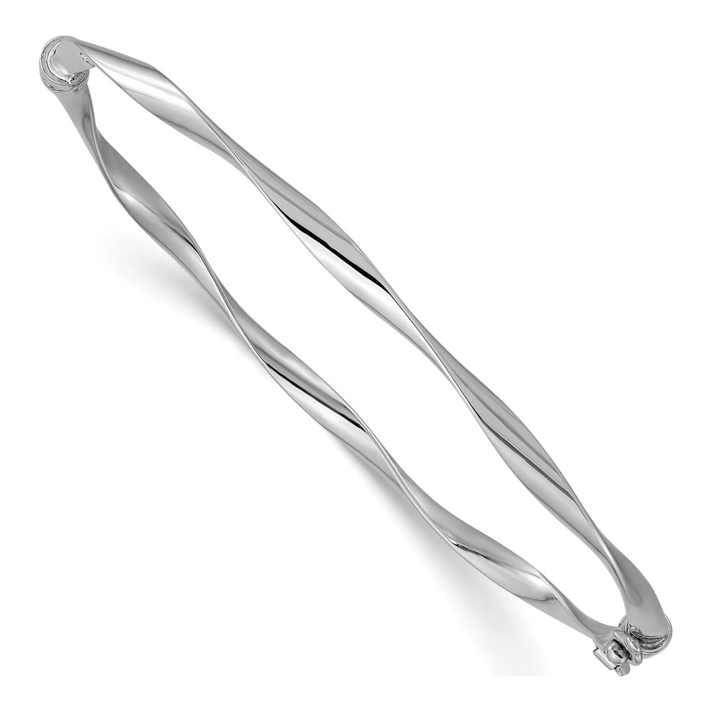 10K White Gold Hinged Bangle Bracelet