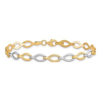 10K Two-Tone Gold Diamond-Cut Bracelet – view 3
