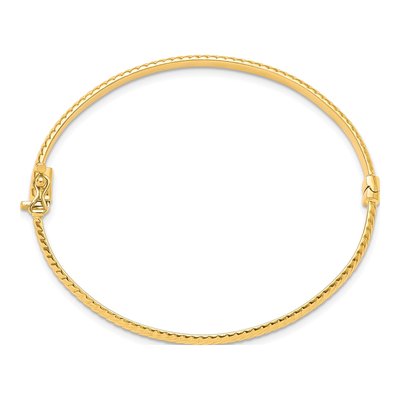 10K Yellow Gold Textured Bangle Bracelet – view 2