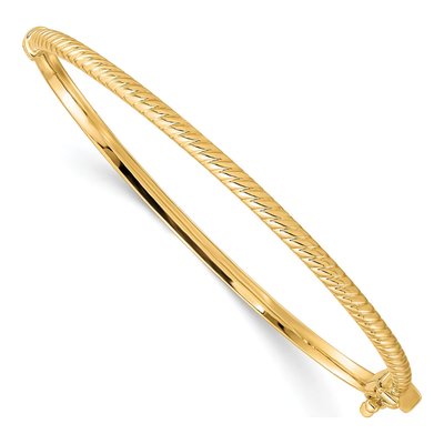 10K Yellow Gold Textured Bangle Bracelet