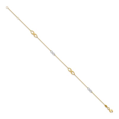 10K Two-Tone Gold Infinity Station Anklet – view 2