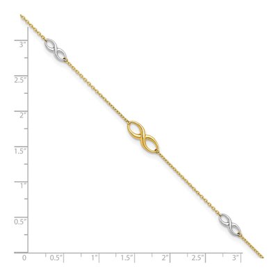 10K Two-Tone Gold Infinity Station Anklet – view 4