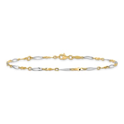10K Two-Tone Gold 2.5mm Semi-Solid Diamond-Cut Twisted Link Anklet – view 3