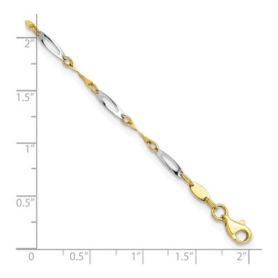 10K Two-Tone Gold 2.5mm Semi-Solid Diamond-Cut Twisted Link Anklet – view 4