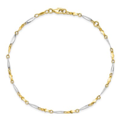 10K Two-Tone Gold 2.5mm Semi-Solid Diamond-Cut Twisted Link Anklet – view 5