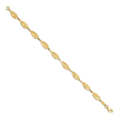 10K Yellow Gold 6mm Leaf Link Chain Bracelet – view 2